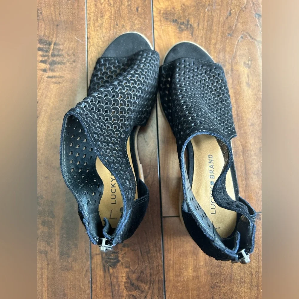 Womens Lucky Brand BLACK Nacria Bootie Sandals Open Toe Size 7M - Picture 6 of 11